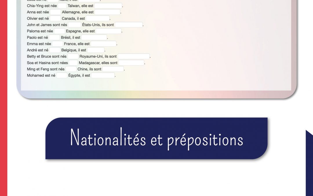 Nationalités et prépositions