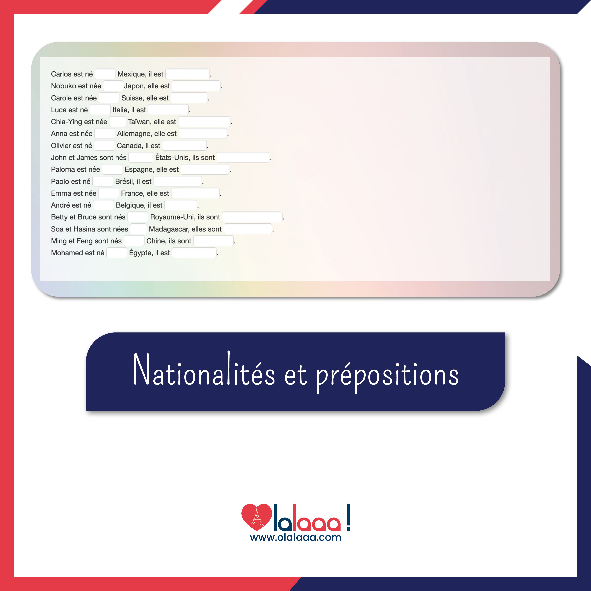 Nationalités et prépositions